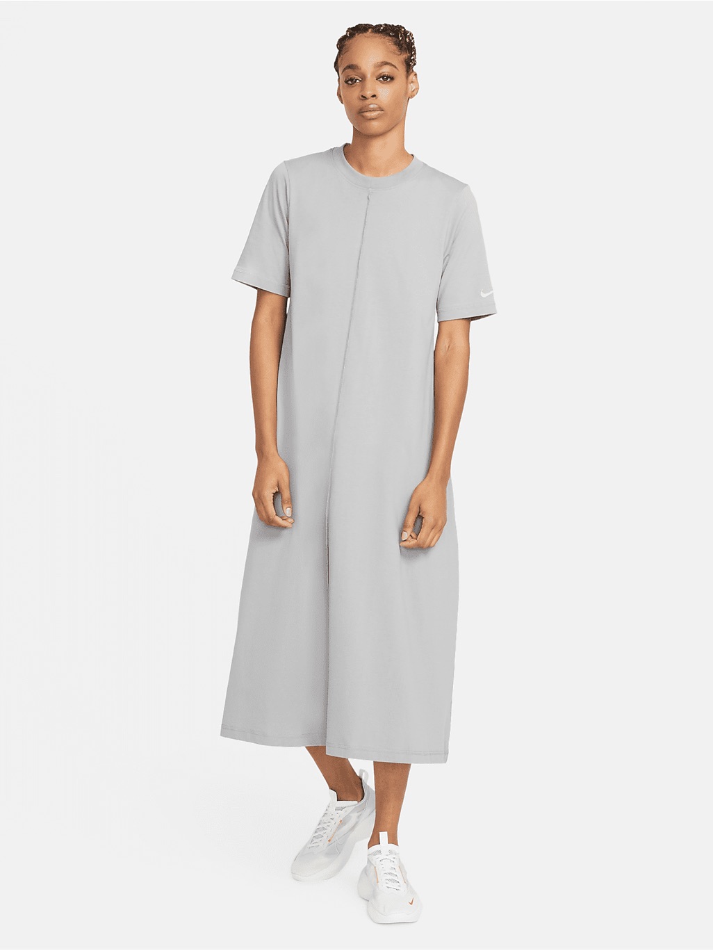 Nike Gray Relaxed A-Line Tshirt Midi Dress - Size Small